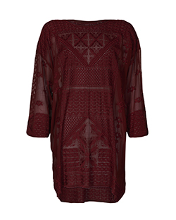 Isabel Marant Oversized Embroidered Dress, Silk, Claret, UK 6