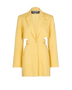 Jacquemus Le Rafia Blazer Dress, Linen, Yellow, UK 6, 2*