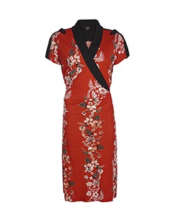 Jean Paul Gaultier Floral Dress, Rayon, Red, UK 6
