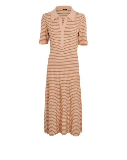 Joseph Striped Midi Dress, &pound;160, Clothing, Brown/Pink, Wool, Front view