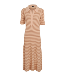 Joseph Striped Midi Dress, Merino, Pink/Brown, Sz L, 2*