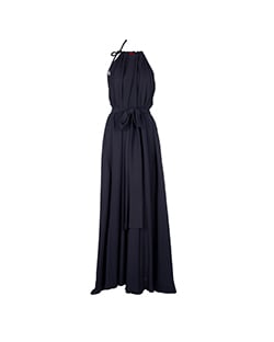 Lanvin High Neck Maxi Dress, Silk/Viscose, Black, UK 10