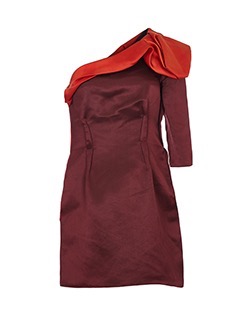 Lanvin One Sleeve Dress, Silk, Burgundy, UK 10