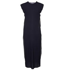 Lanvin Raw Edge Sleeveless Zip Dress, Polyester, Navy, UK 10