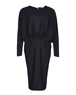 Lanvin Batwing Long Sleeve Dress, Viscose/Polyamide, Black, UK 10