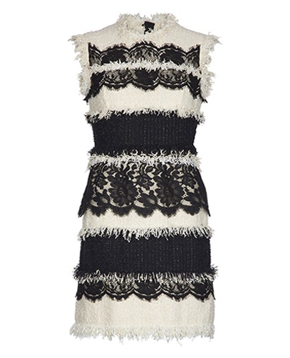 Lanvin Tweed & Lace Sleeveless Dress, front view