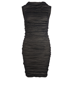 Lanvin Metallic Textured Ruched Dress, Silk/Metal, Grey, 8,2*