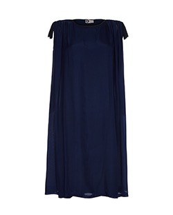 Lanvin Blue Cape Dress, Silk, Navy, UK M