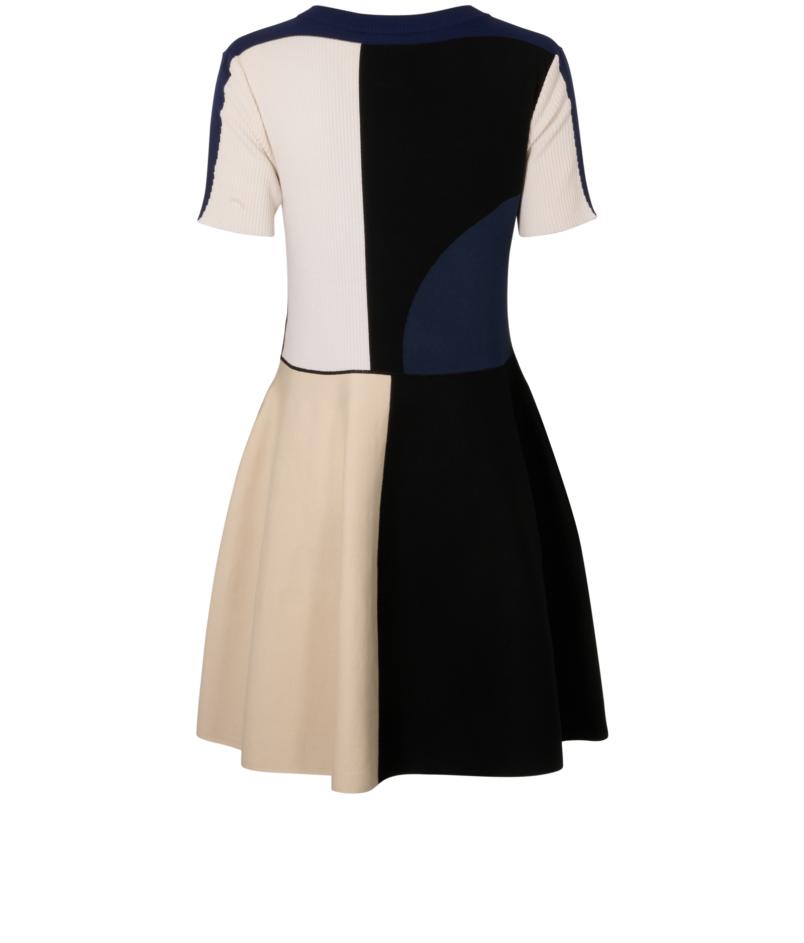 Louis Vuitton Knit Skater Dress, &pound;350, Clothing, Beige/Black/Navy, Wool, Back view
