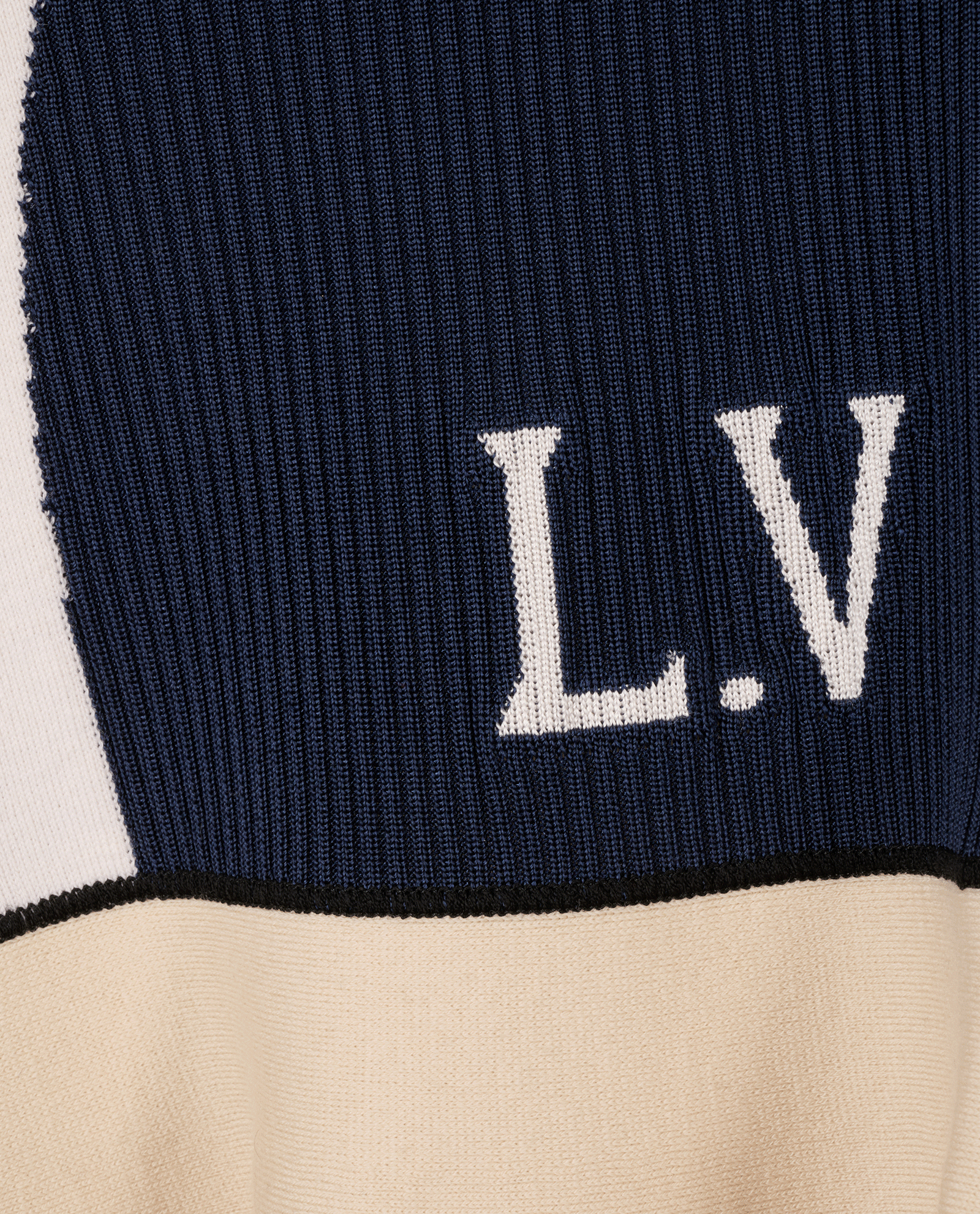 Louis Vuitton Knit Skater Dress, &pound;350, Clothing, Beige/Black/Navy, Wool, Other view