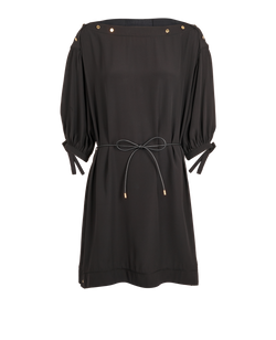 Louis Vuitton Short Sleeve Belted Dress, Silk, Black, UK12, 2*