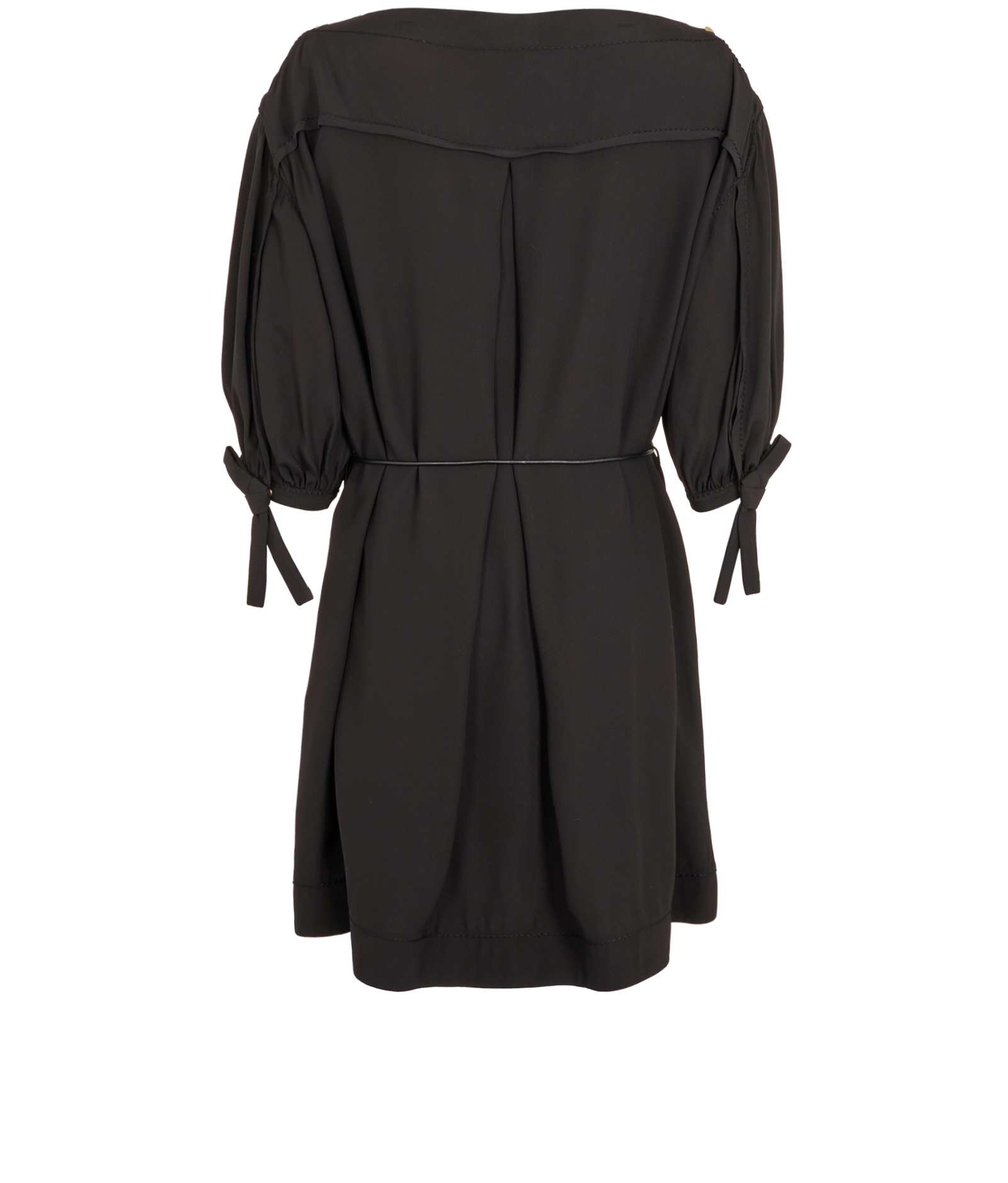Louis Vuitton Short Sleeve Belted Dress, &pound;350, Clothing, Black, Silk, Back view