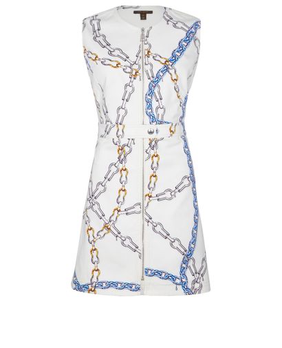 Louis Vuitton Chain Print Denim Dress, front view