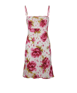 Marni Floral Print Short Dress, Silk, Cream/Pink, UK8, 3*