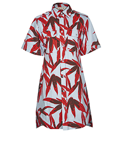 Marni Print Dress, Cotton, Red/Blue, UK8