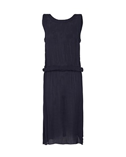 Marni Sheer Belted Dress, Viscose, Navy, UK 12
