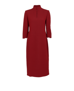 Max Mara Mock-Neck Short Sleeves Dress, Acetate/Viscose, Red, UK 10, 2*