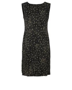 MaxMara Printed Sleeveless Dress, Silk, Black/Beige, UK 12, 3*