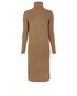 MaxMara Turtleneck Rib Knit Midi Dress, &pound;255, Clothing, Brown, Wool, Front view