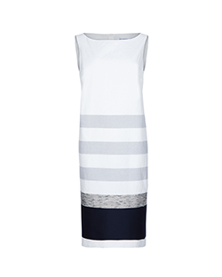 Max Mara Striped Dress, Cotton, White, UK 16
