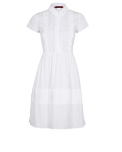 white lace chiffon dress BABARONI Chiffon And Lace A-Line Wedding Dress With Buttons White, White / US0