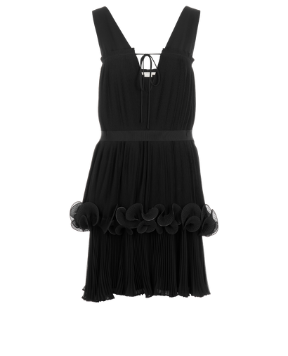 Stella McCartney Pleated Ruffle Waist-Tie Dress, front view