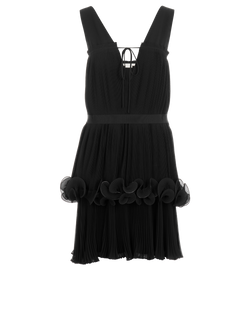 Stella McCartney Pleated Ruffle Waist-Tie Dress, Black, Poly, UK 10, 3*