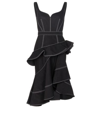 Alexander McQueen Ruffled Denim Dress, £140, Clothing, Black, Cotton, Front view