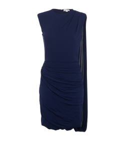 Alexander McQueen Ruched Dress, Viscose, Navy, UK10, 3*