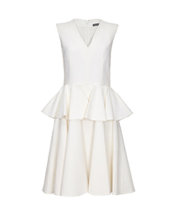 Alexander McQueen Ruffle Waist Dress, Cotton, Cream, UK 12