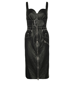 Alexander McQueen Zipped Biker Dress, Leather, Black, 12, 4*