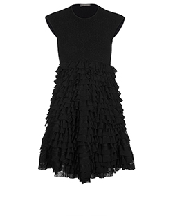 Alexander McQueen Sleeveless Tiered Dress, Viscose, Black, UK S