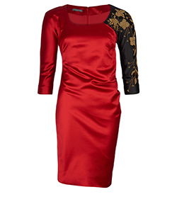 Alexander McQueen Satin Dress, Silk, Red, 8