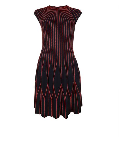 Alexander McQueen Red Piping Short Sleeves Dress, front view