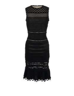 Alexander McQueen Sleeveless Crochet Dress, Cotton, Black, Sz XS, 2*