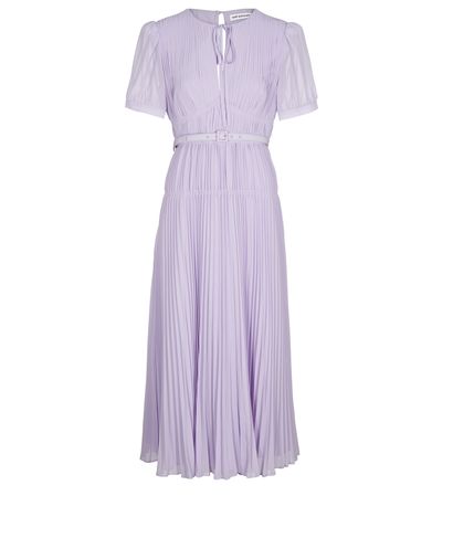 Self-Portrait Pleated Belted Midi Dress, front view