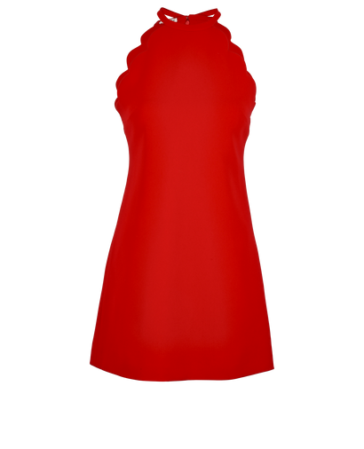 Miu Miu Scalloped Mini Dress, &pound;350, Clothing, Red, Polyester (Polymer), Front view