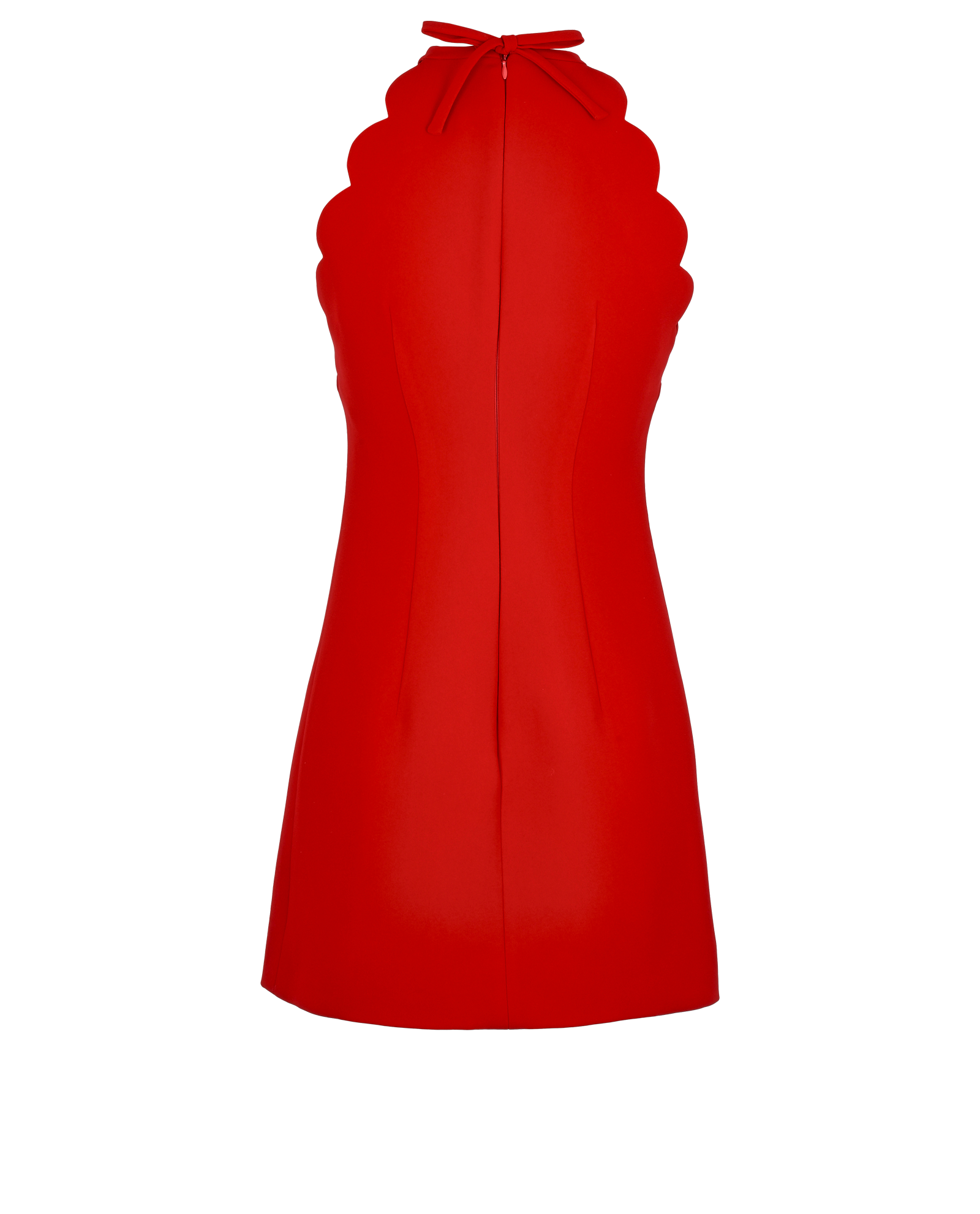 Miu Miu Scalloped Mini Dress, &pound;350, Clothing, Red, Polyester (Polymer), Back view