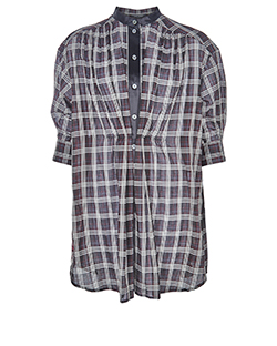 Marc Jacobs Plaid Sheer Blouse Dress, Cotton, Navy/Red/White, 10