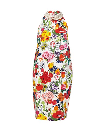 Moschino Pearl Neck Floral Dress, front view