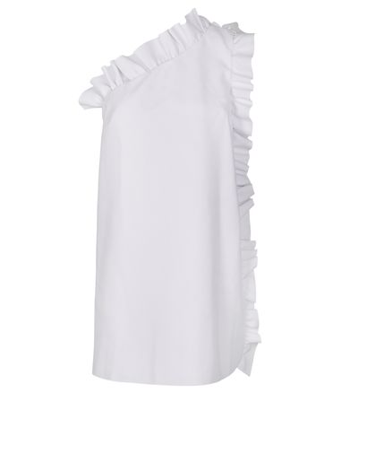 MSGM One Shoulder Crepe Ruffle Dress, front view