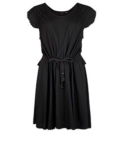 Mulberry Short Sleeve Frill Dress, Cotton, Black, UK L