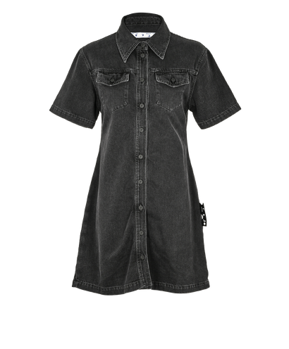 Off-White Short Sleeves Polo Dress, £190, Clothing, Black, Cotton, Front view