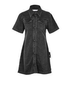 Off-White Short Sleeves Polo Dress, Cotton, Black, UK 12, 3*