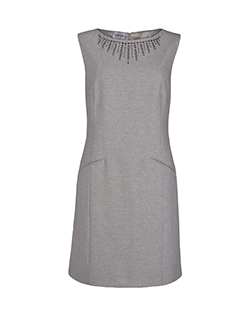 Philosophy Embellished Neckline Shift Dress, Wool, Grey, UK14