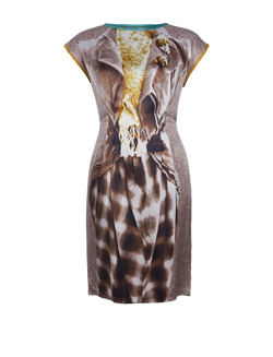 Philosophy Printed Dress, Silk, Brown Multi/Teal, UK 8