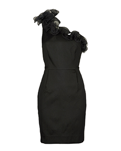Phillip Lim One Shoulder Ruffle Dress, Silk/Wool, Black, UK 10