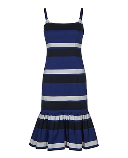 Prada Fishtail Midi Stripe Dress, front view