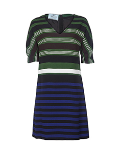 Prada Striped Dress, Viscose, Green/Black, UK10
