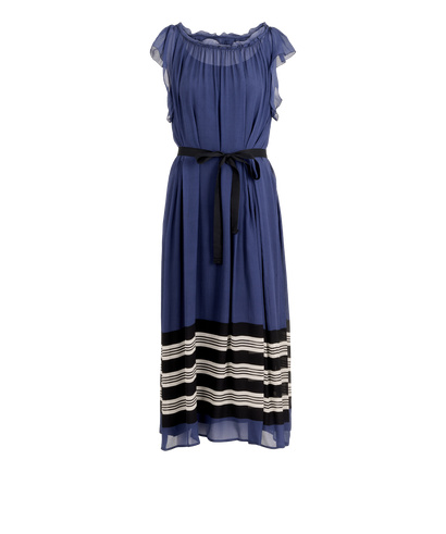 Prada Sheer Midi Dress, &pound;220, Clothing, Black/Navy, Silk, Front view